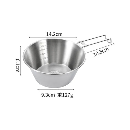 Outdoor Foldable Camping Bowl - Portable 304 Stainless Steel